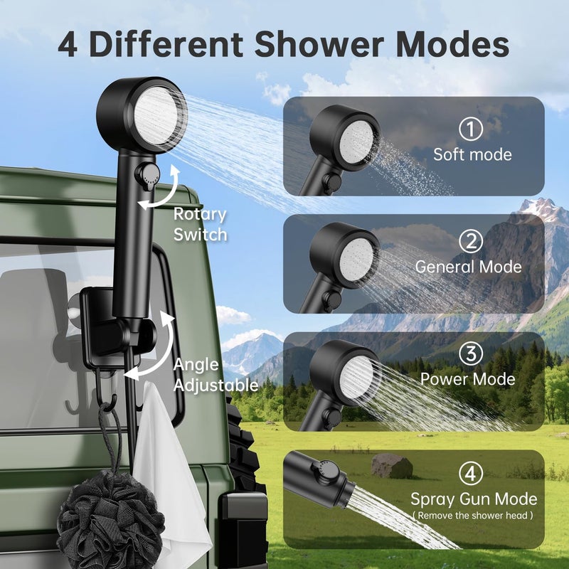 IGRL Portable Shower - 8000mAh Rechargeable Camping Shower Pump with Bath Sponge, 4 Spray Modes, IPX8 Waterproof, Ideal for Outdoor Camping, Travel, Car Washing, Pet Bathing, and Watering Plants - Image 5
